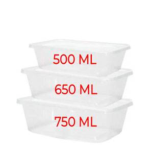 Plastic Hot Food Container with Lids - 650cc Standard Duty - 50x Per Pack